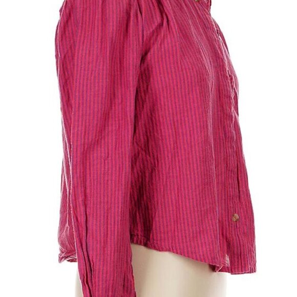 Mother Long Sleeve Stripe Ruffle "Don't Lose Your Shirt" Blouse Size XS Cotton - Picture 4 of 10